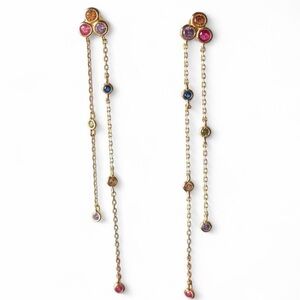 Gold-toned 925 Silver Multicolor Dangle Earrings